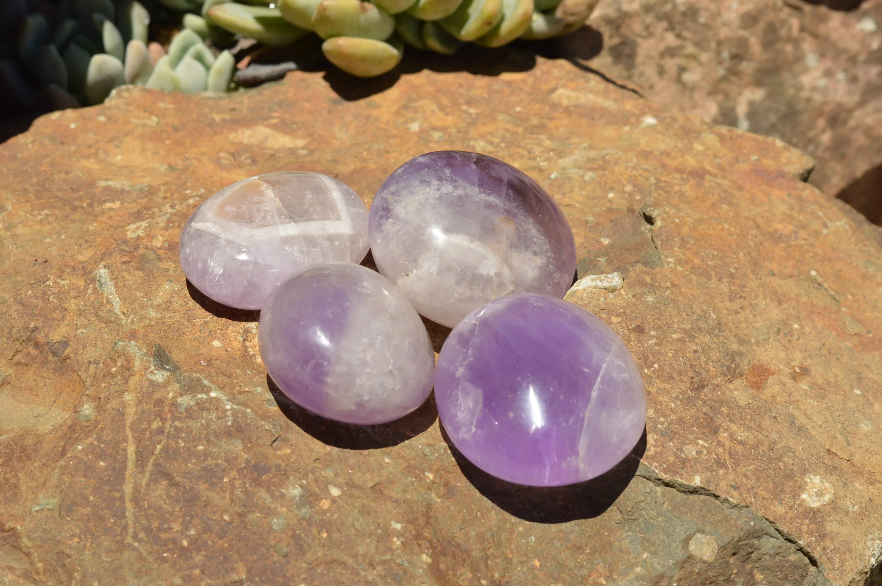 Polished Dream Amethyst Galet / Palm Stones x 20 From Madagascar