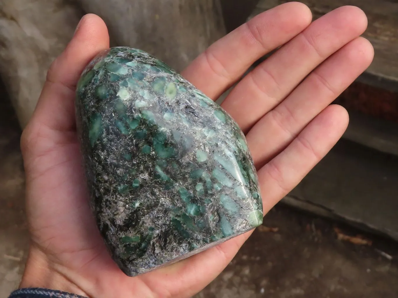 Polished Emerald Mica In Matrix Standing Free Forms x 2 From Mutoko, Zimbabwe