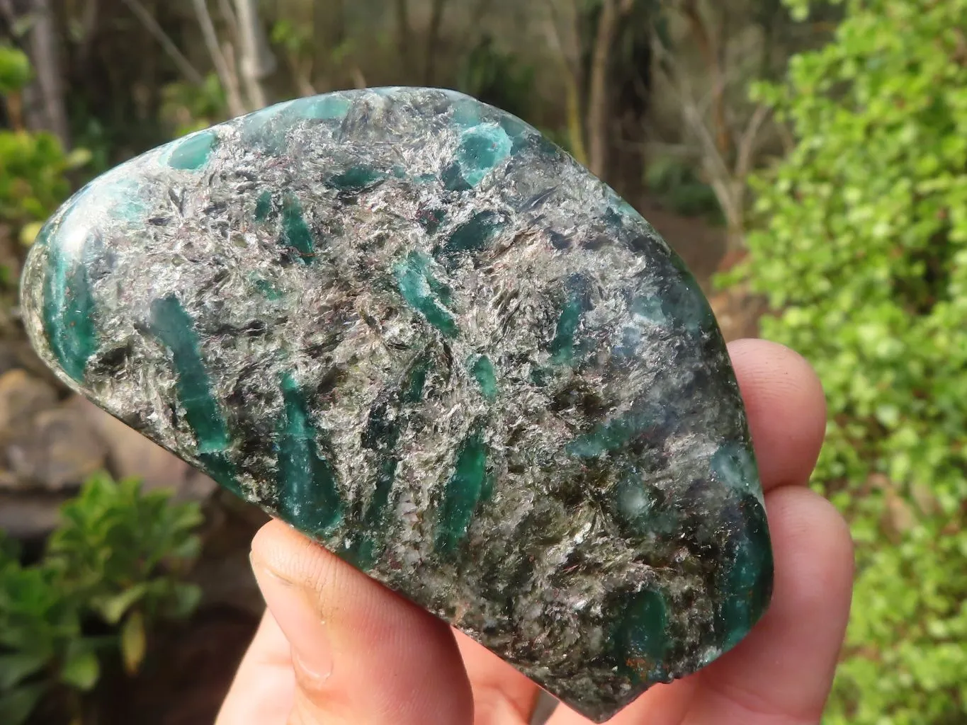 Polished Emerald Mica In Matrix Standing Free Forms x 2 From Mutoko, Zimbabwe