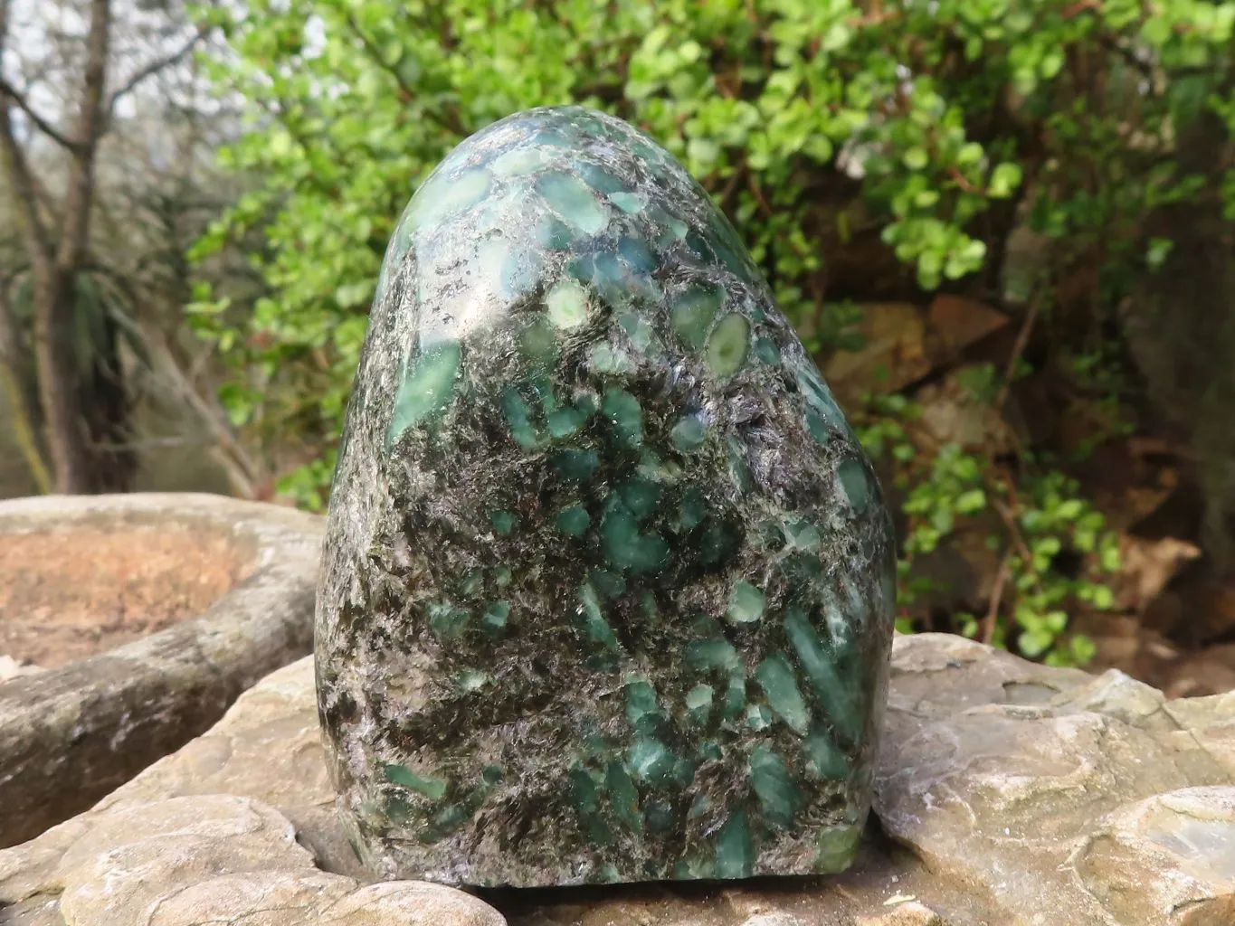 Polished Emerald Mica In Matrix Standing Free Forms x 2 From Mutoko, Zimbabwe