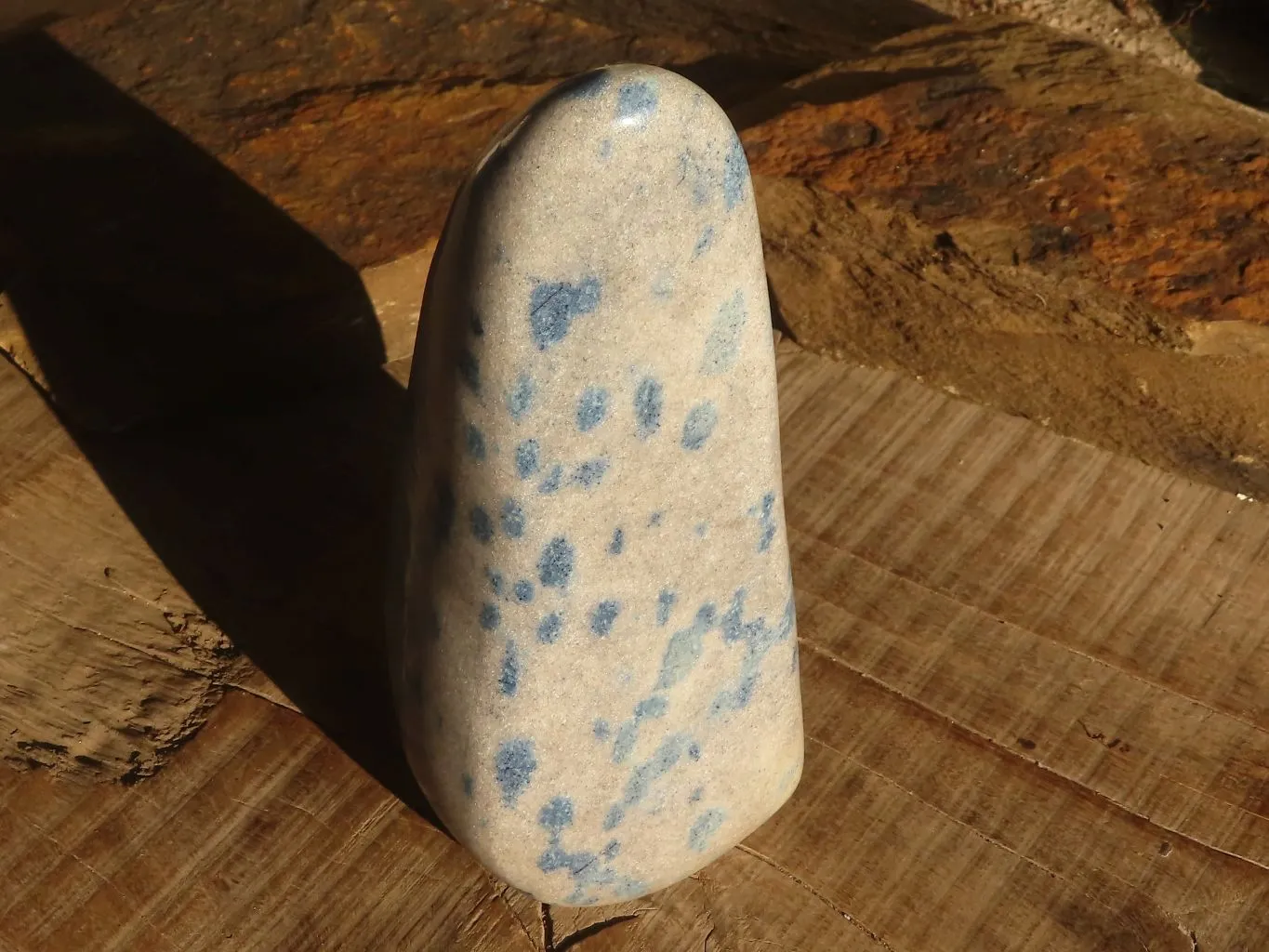 Polished Extra Large Blue Spotted Spinel Quartz Standing Free Form x 1 From Madagascar