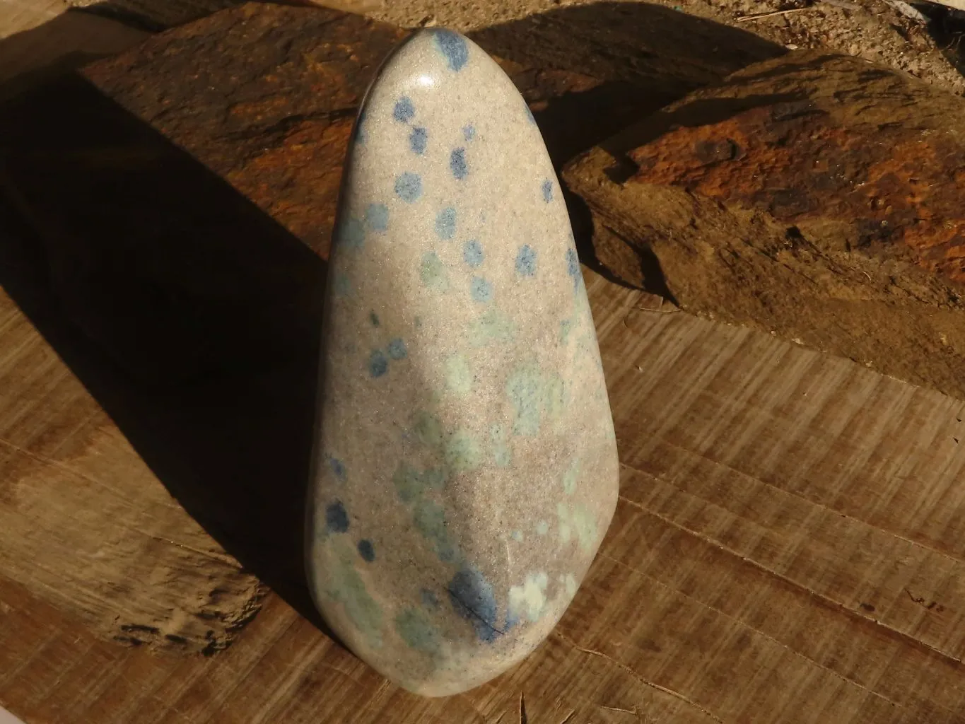 Polished Extra Large Blue Spotted Spinel Quartz Standing Free Form x 1 From Madagascar