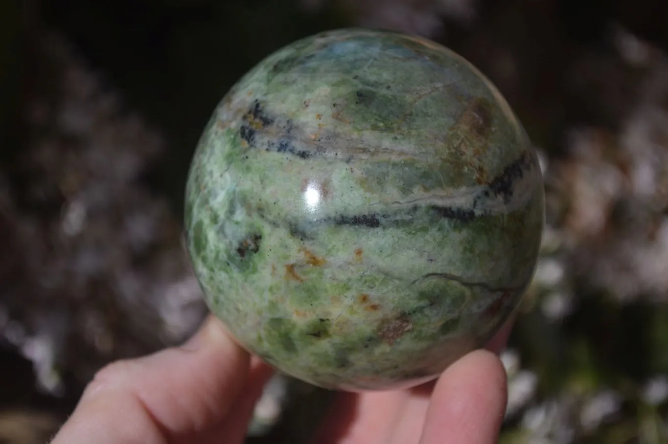 Polished Green Chrysoprase Spheres  x 2 From Madagascar