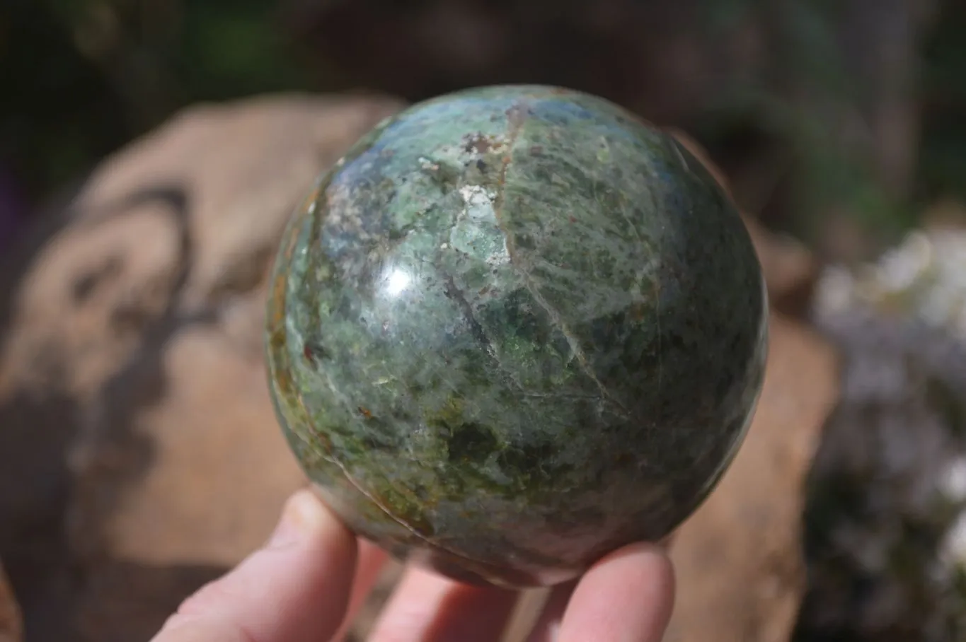 Polished Green Chrysoprase Spheres  x 2 From Madagascar