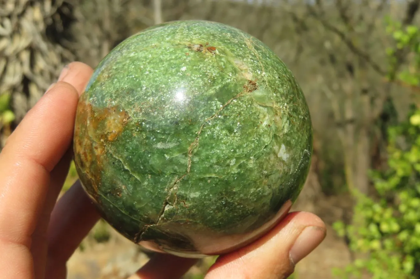 Polished Green Chrysoprase Spheres x 4 From Madagascar