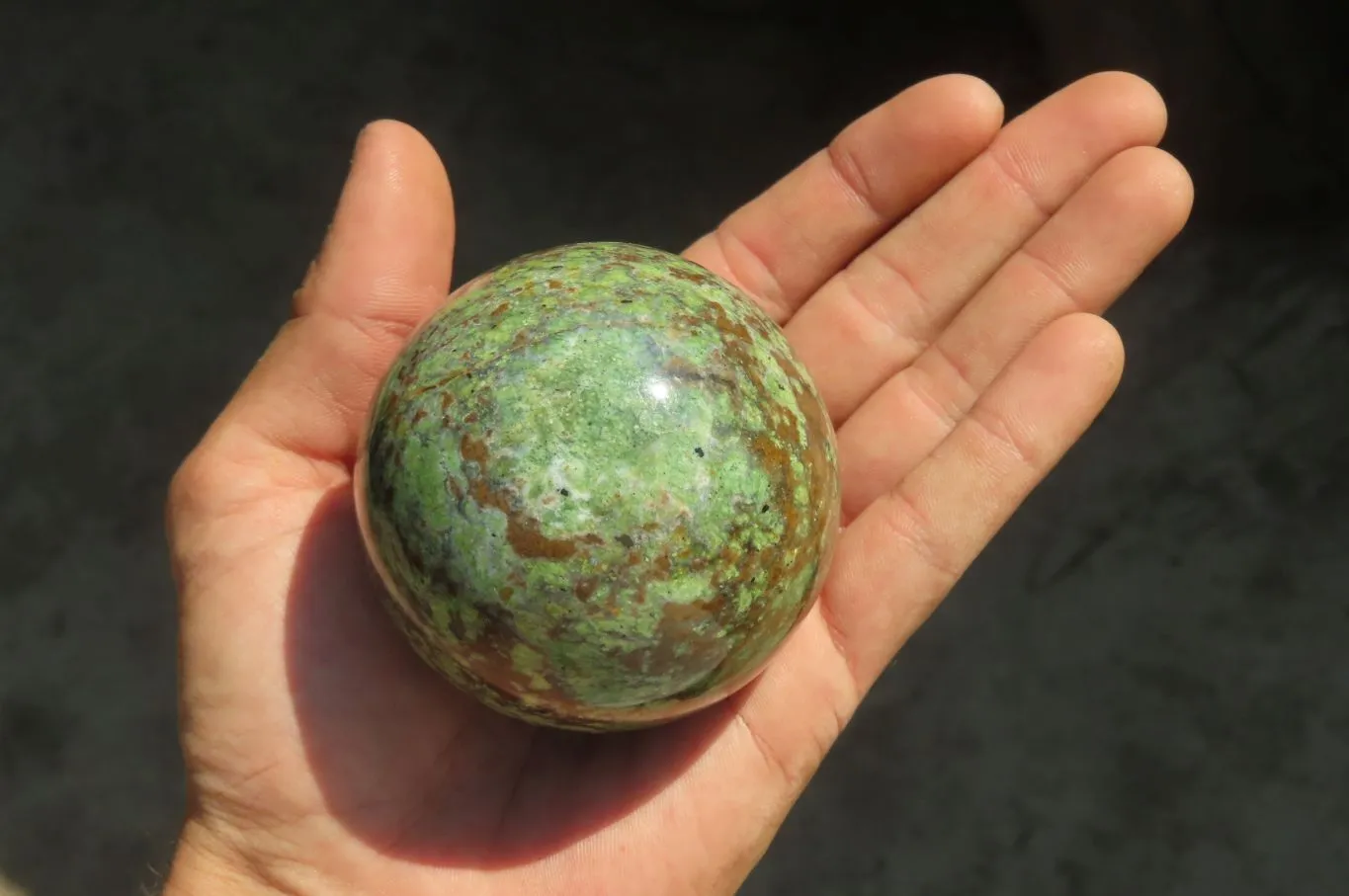 Polished Green Chrysoprase Spheres x 4 From Madagascar