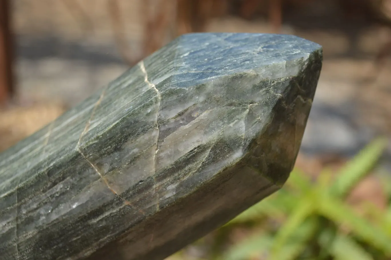 Polished Large Banded Green Fuchsite Quartz Point  x 1 From Madagascar