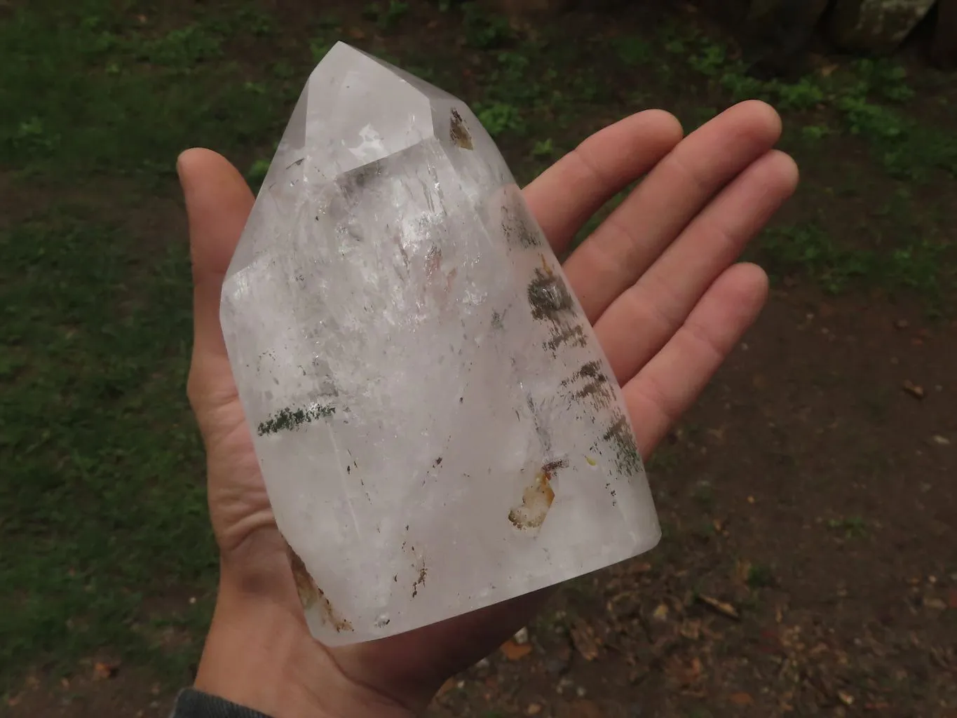 Polished Large Chlorite "Moss" Included Quartz Crystal x 1 From Madagascar