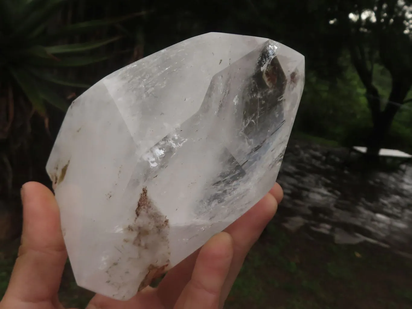 Polished Large Chlorite "Moss" Included Quartz Crystal x 1 From Madagascar