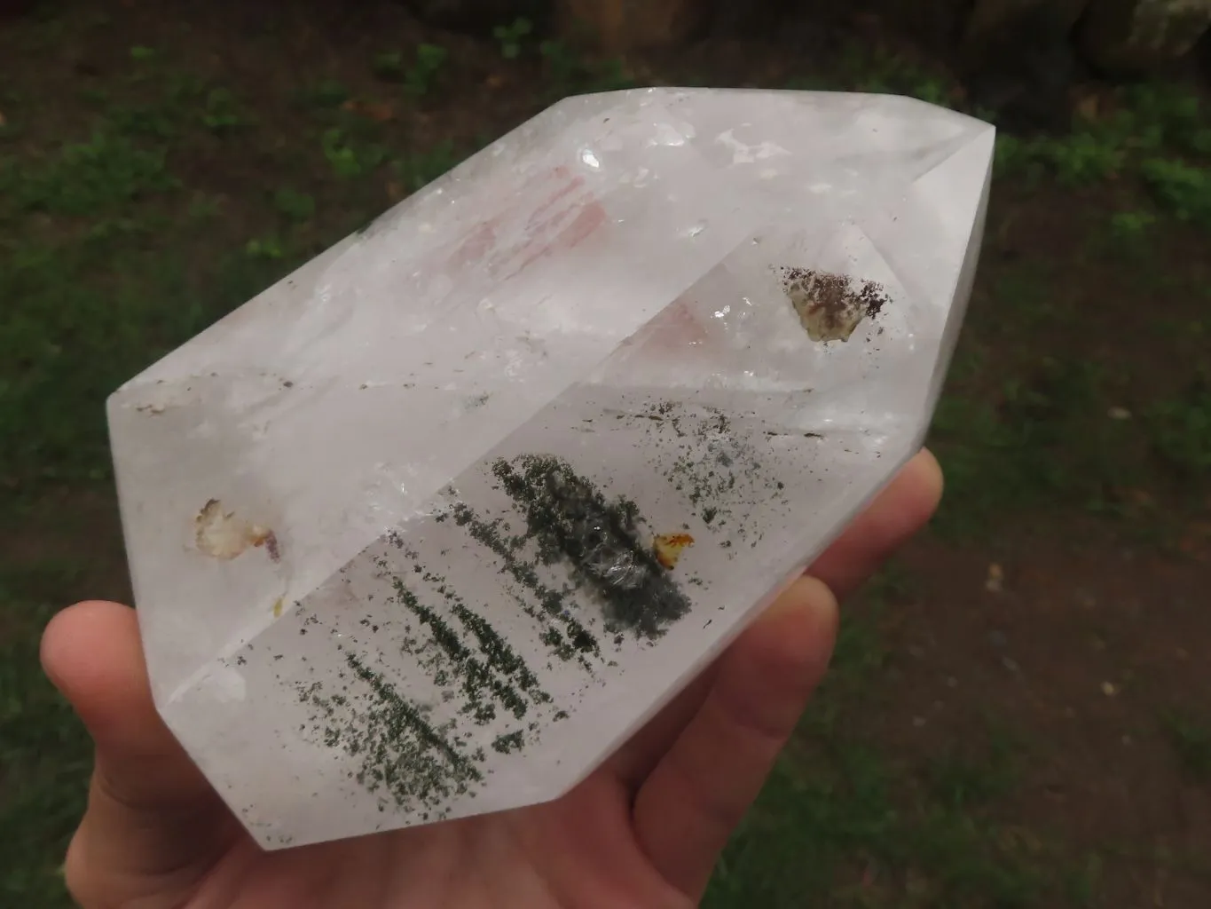 Polished Large Chlorite "Moss" Included Quartz Crystal x 1 From Madagascar