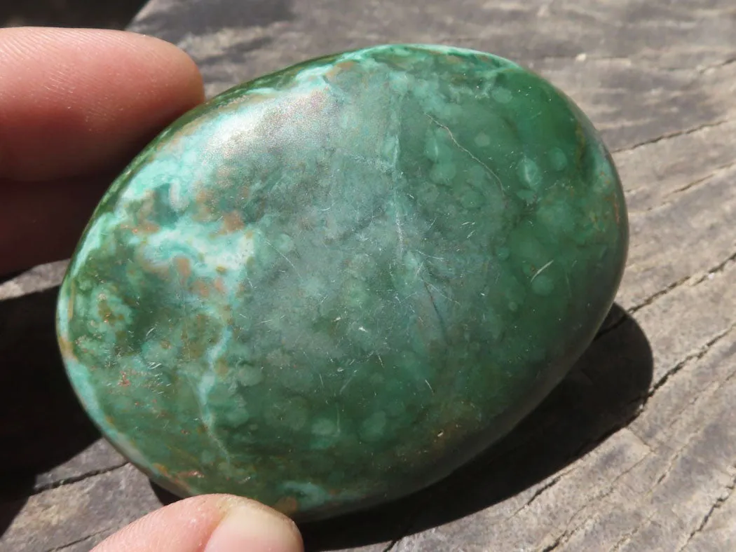 Polished Large Green Verdite Galet / Palm Stones x 6 From Zimbabwe