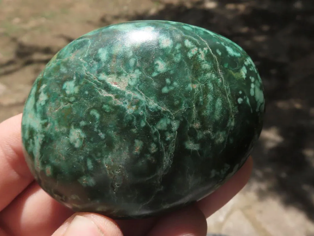 Polished Large Green Verdite Galet / Palm Stones x 6 From Zimbabwe