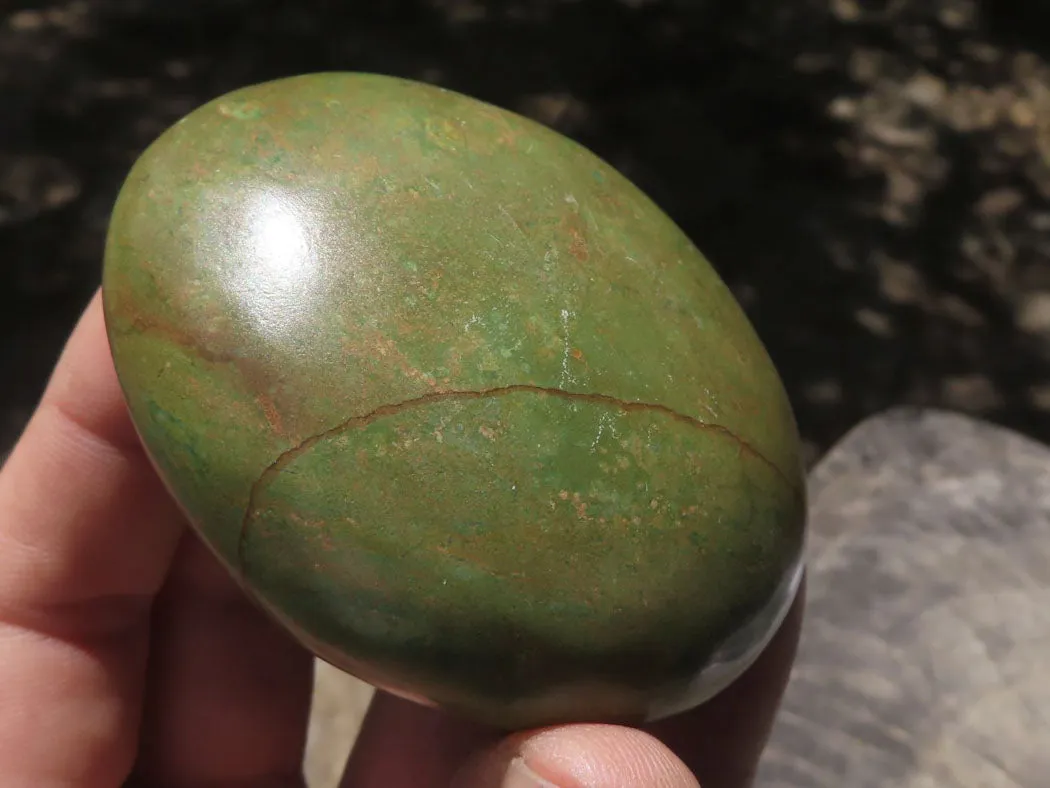 Polished Large Green Verdite Galet / Palm Stones x 6 From Zimbabwe