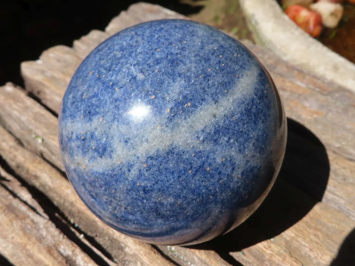 Polished Lazulite Standing Free Form & Sphere  x 2 From Madagascar