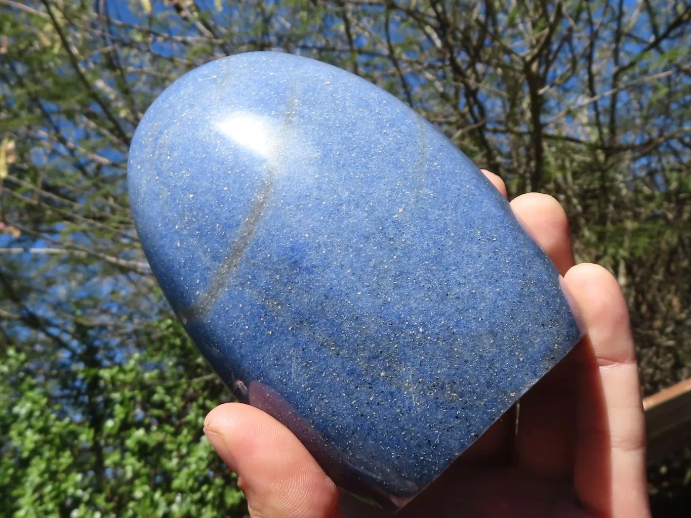 Polished Lazulite Standing Free Form & Sphere  x 2 From Madagascar