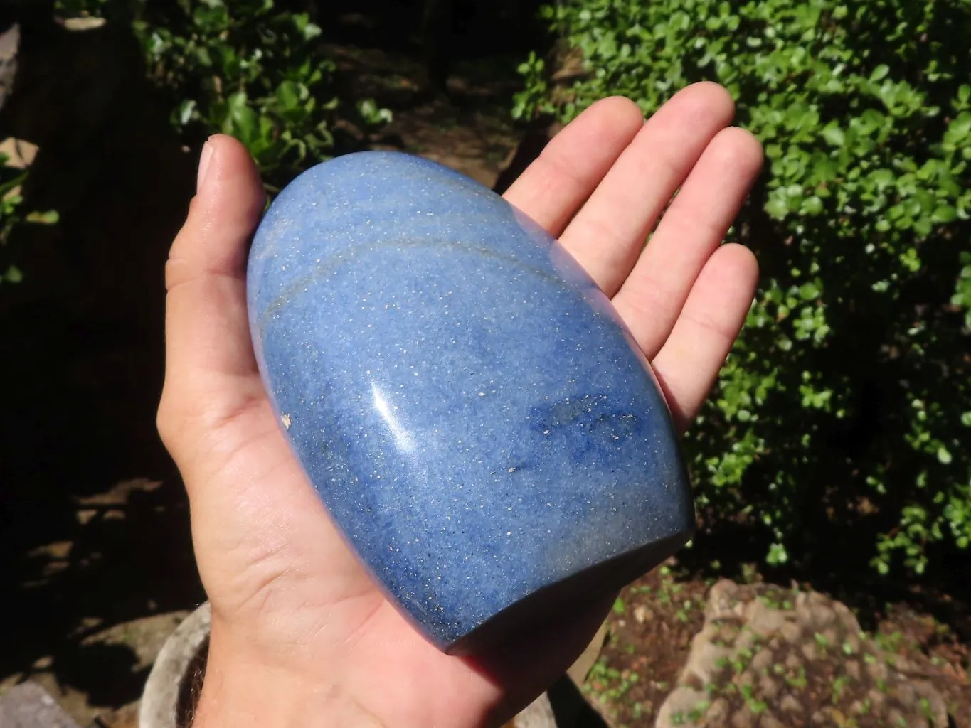 Polished Lazulite Standing Free Form & Sphere  x 2 From Madagascar