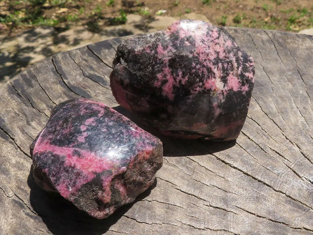 Polished One Natural Pink & Black Rhodonite Free Forms  x 6 From Madagascar