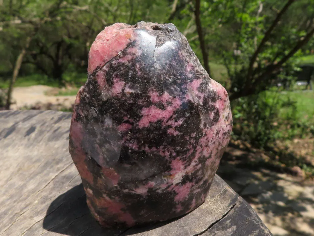 Polished One Natural Pink & Black Rhodonite Free Forms  x 6 From Madagascar