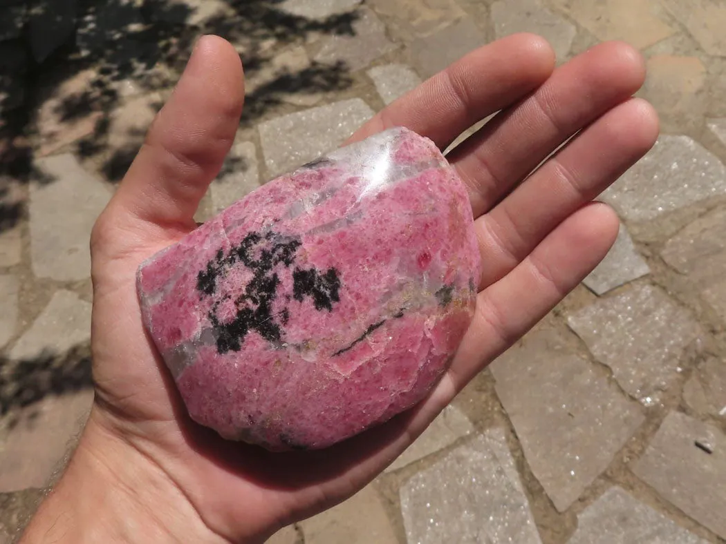 Polished One Natural Pink & Black Rhodonite Free Forms  x 6 From Madagascar