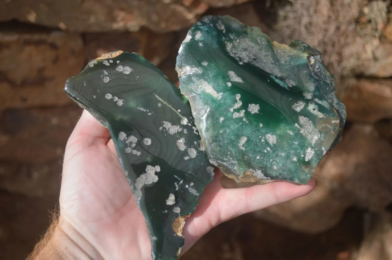 Polished One Side Polished Emerald Mtorolite Plates  x 4 From Zimbabwe