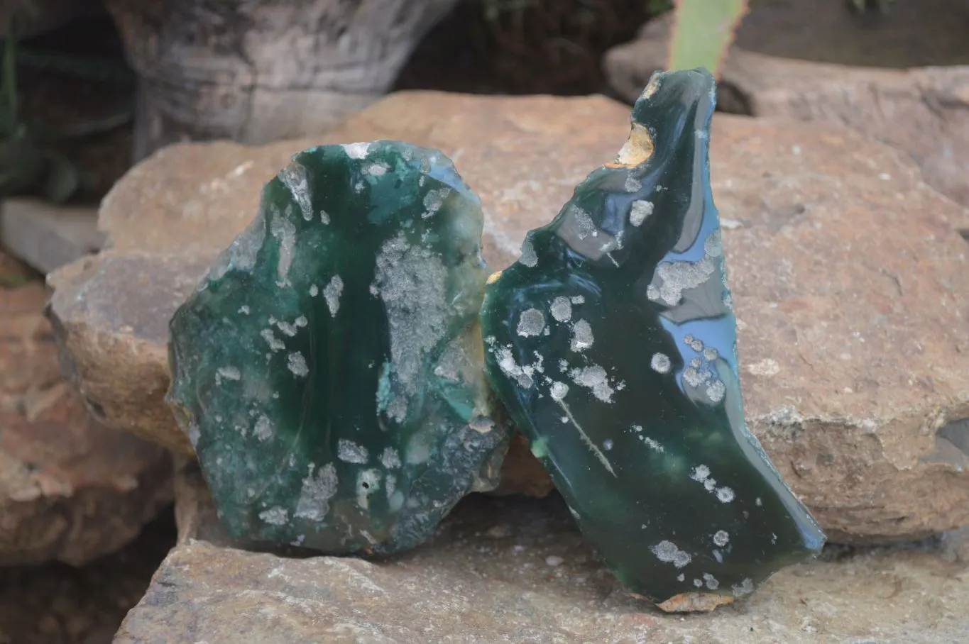 Polished One Side Polished Emerald Mtorolite Plates  x 4 From Zimbabwe