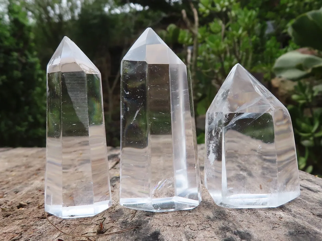 Polished Optic Wispy Smokey Phantom Quartz Points x 12 From Madagascar