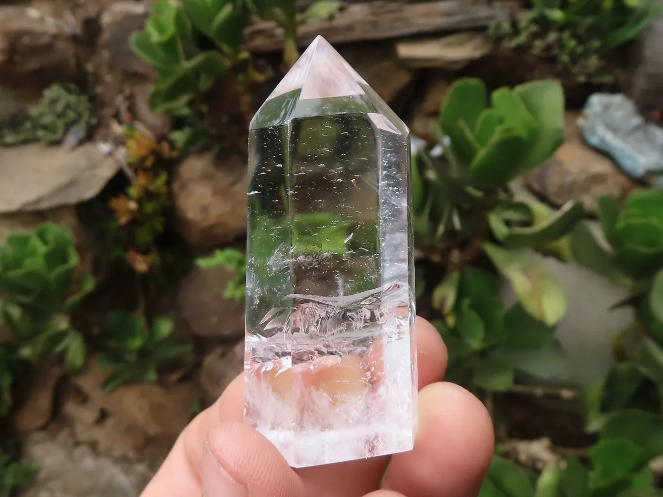 Polished Optic Wispy Smokey Phantom Quartz Points x 12 From Madagascar