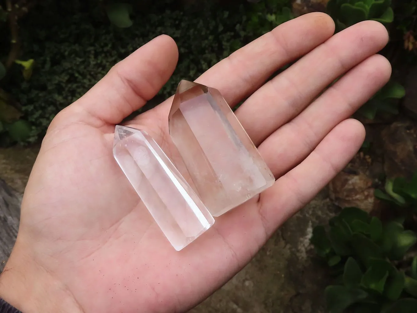 Polished Optic Wispy Smokey Phantom Quartz Points x 12 From Madagascar