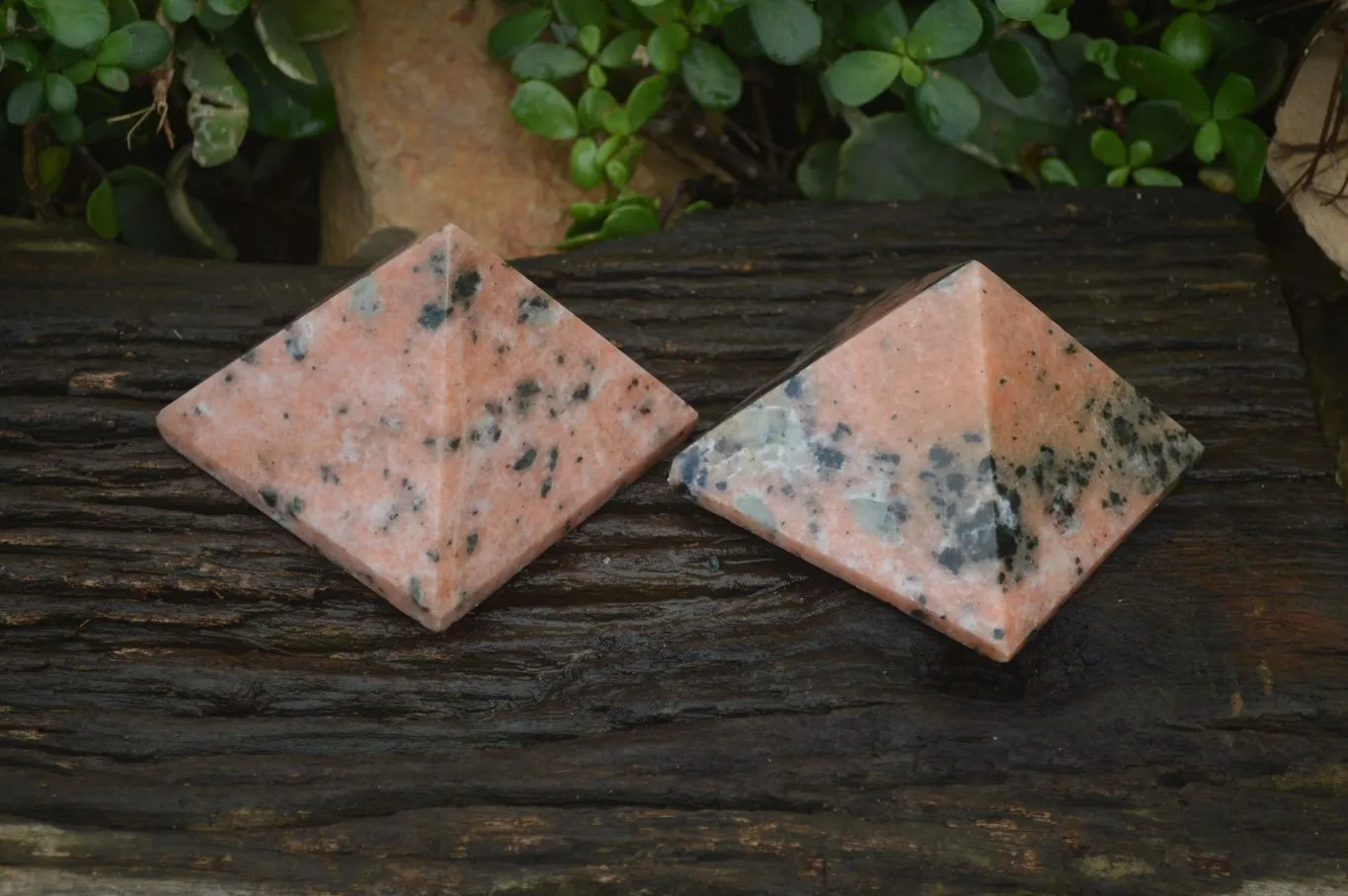 Polished Orange Calcite With Biotite Mica Pyramids x 2 From Madagascar