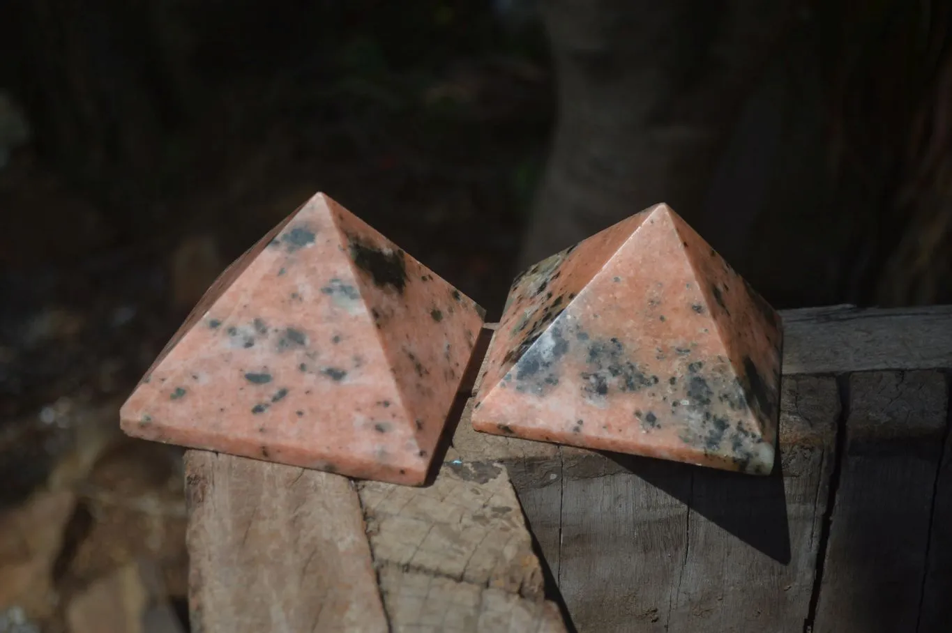 Polished Orange Calcite With Biotite Mica Pyramids x 2 From Madagascar