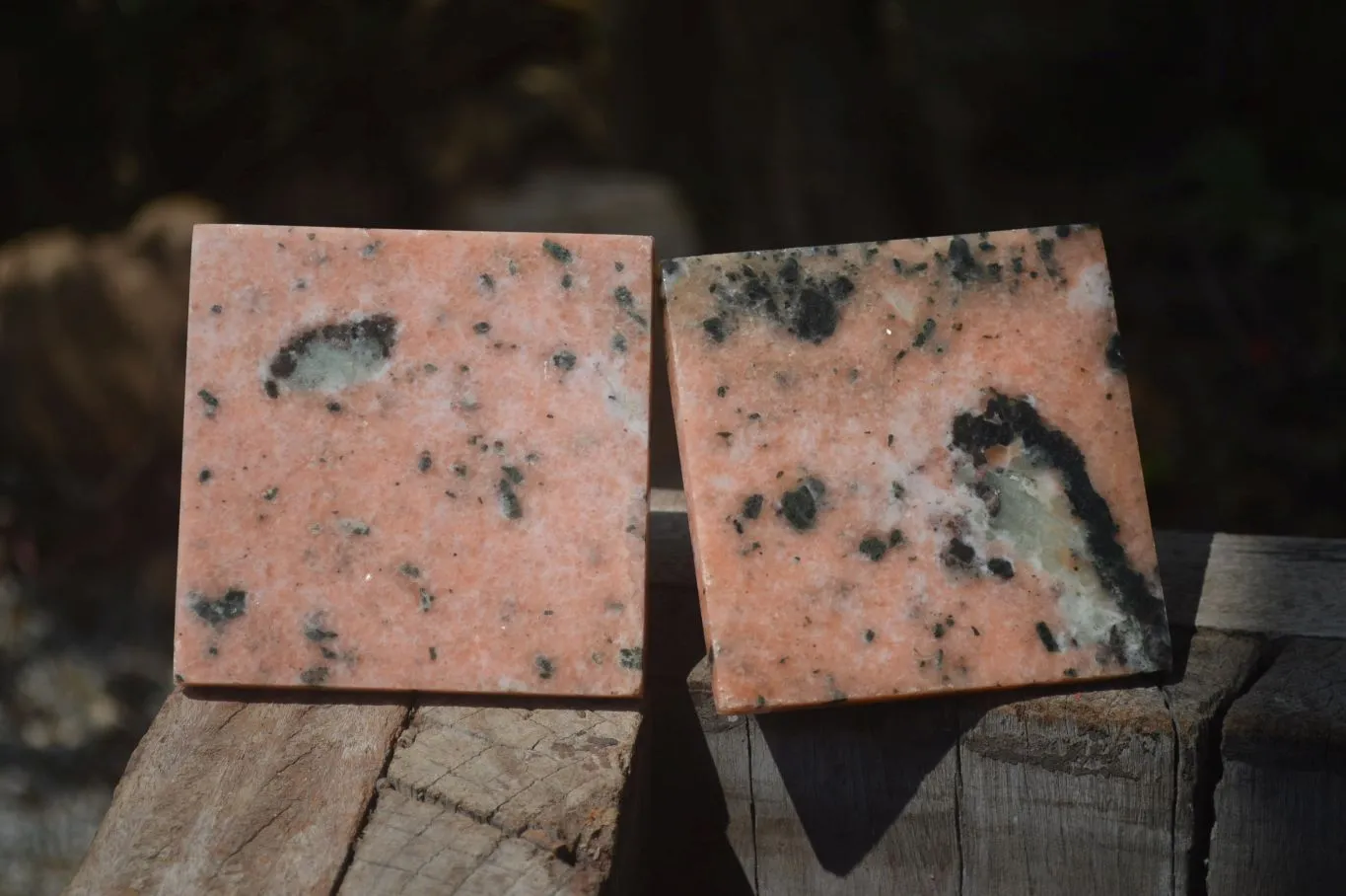 Polished Orange Calcite With Biotite Mica Pyramids x 2 From Madagascar