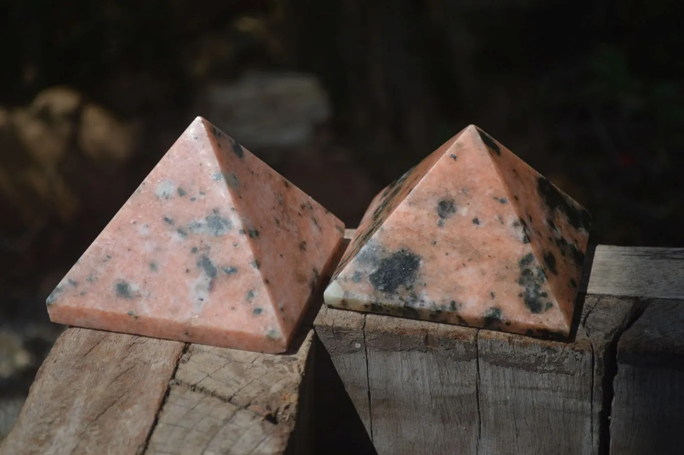 Polished Orange Calcite With Biotite Mica Pyramids x 2 From Madagascar