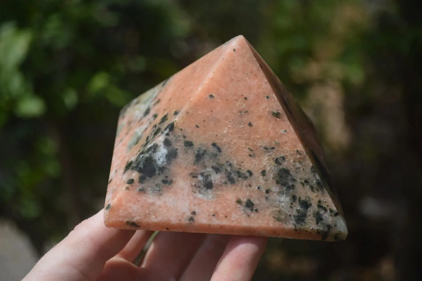 Polished Orange Calcite With Biotite Mica Pyramids x 2 From Madagascar