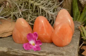 Polished Orange Twist Calcite Standing Free Forms  x 4 From Maevantanana, Madagascar