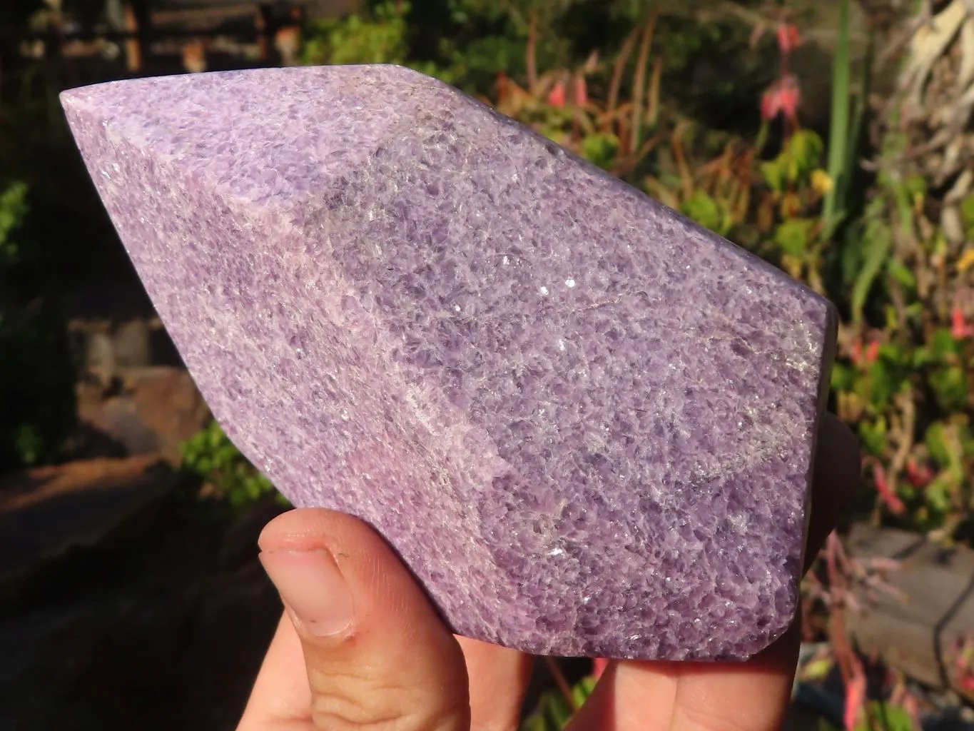 Polished  Pale Lepidolite Standing Free Form Points  x 3 From Zimbabwe