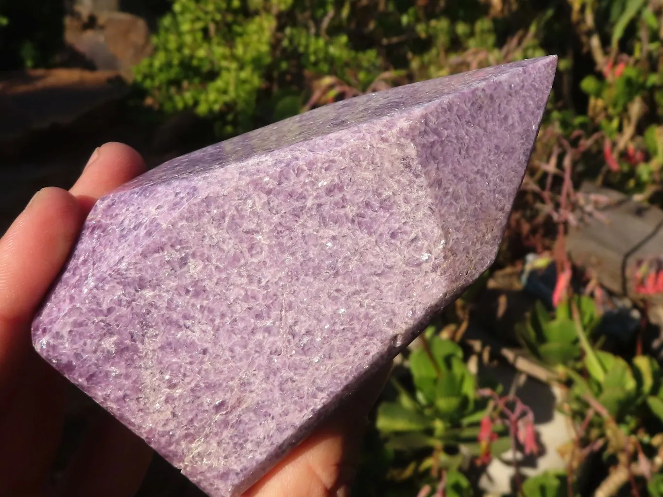 Polished  Pale Lepidolite Standing Free Form Points  x 3 From Zimbabwe