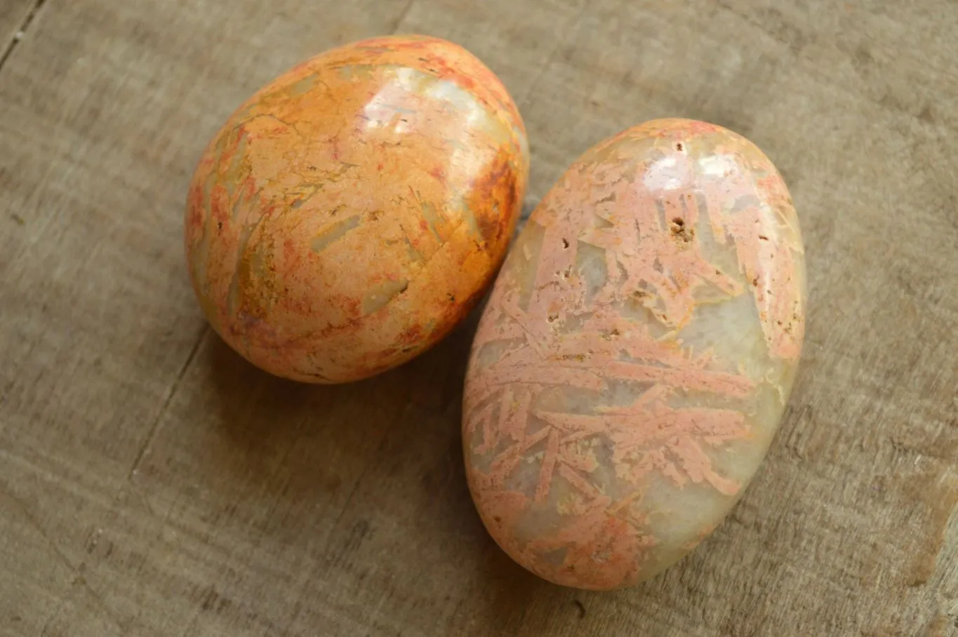 Polished Peachy Runestone Feldspar Gallets x 12 From Kings Ranch, Zimbabwe