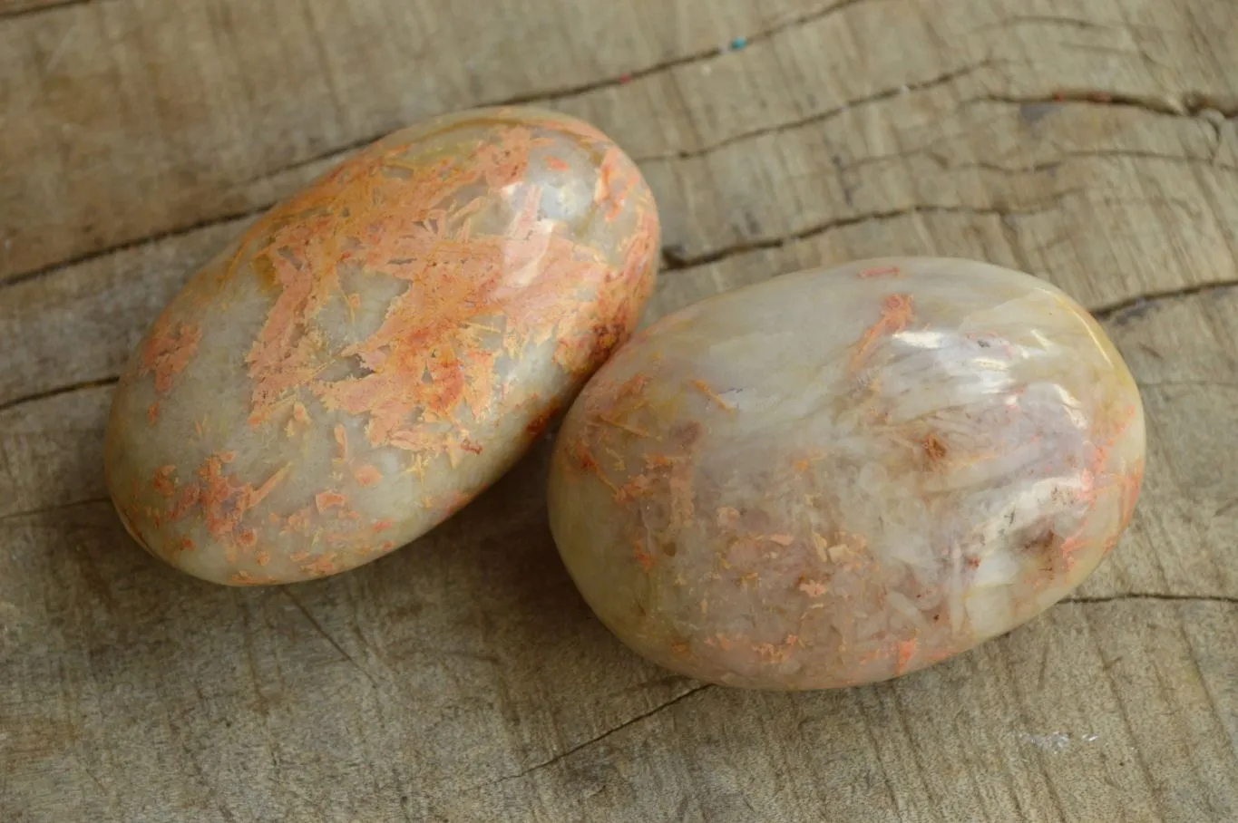 Polished Peachy Runestone Feldspar Gallets x 12 From Kings Ranch, Zimbabwe