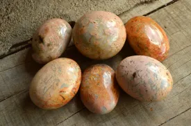 Polished Peachy Runestone Feldspar Gallets x 12 From Kings Ranch, Zimbabwe