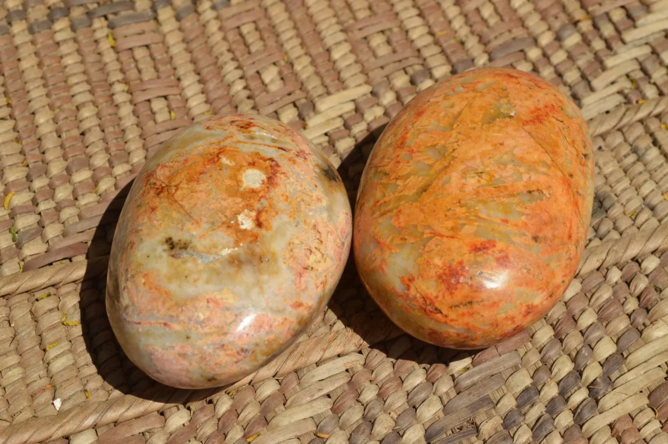 Polished Peachy Runestone Feldspar Gallets x 12 From Kings Ranch, Zimbabwe