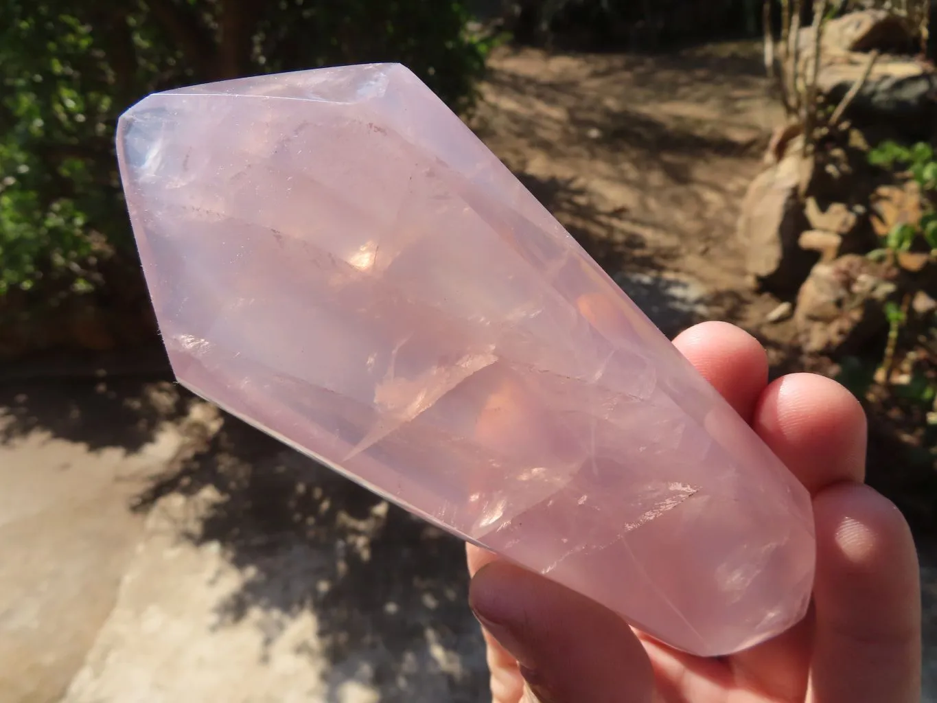 Polished Pink Rose Quartz Points & Standing Free Form x 3 From Antsirabe, Madagascar