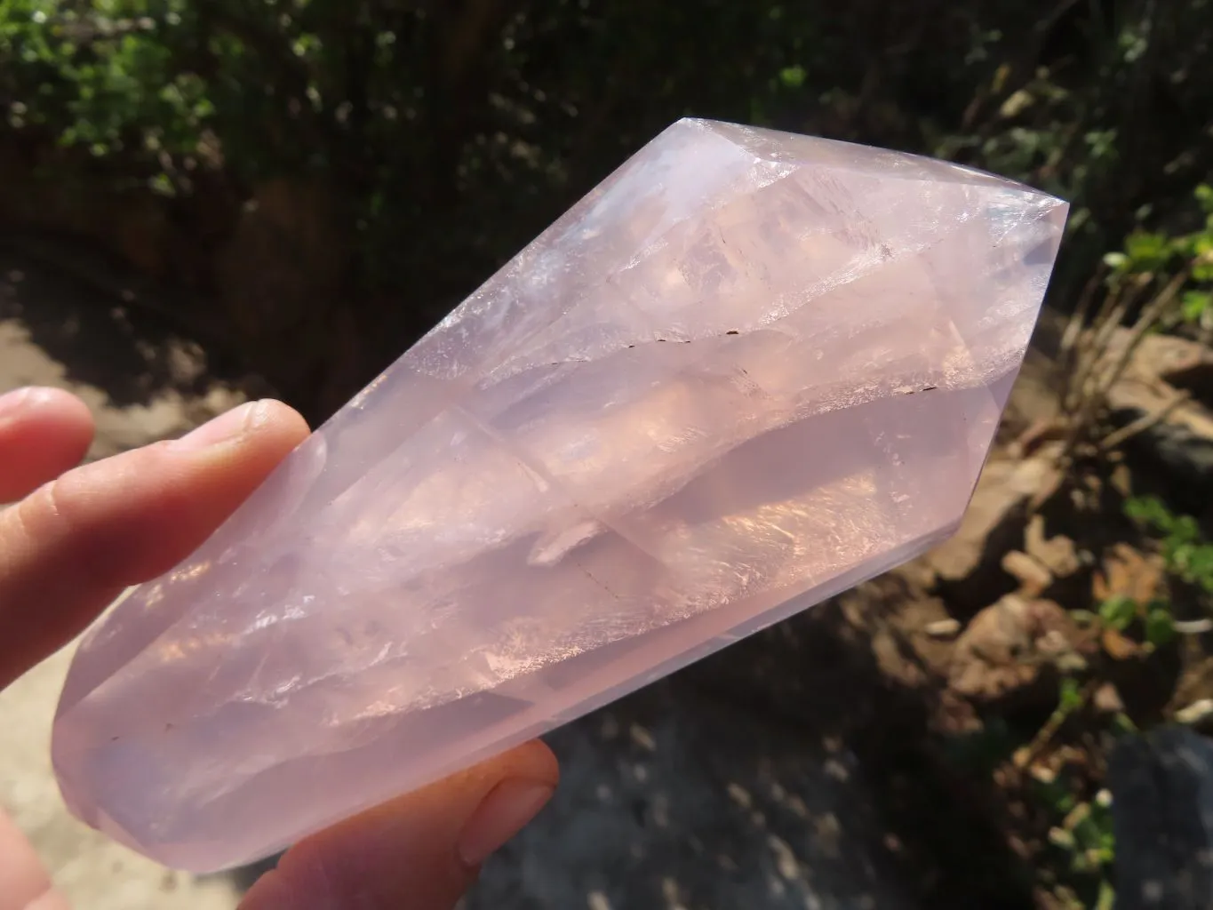 Polished Pink Rose Quartz Points & Standing Free Form x 3 From Antsirabe, Madagascar