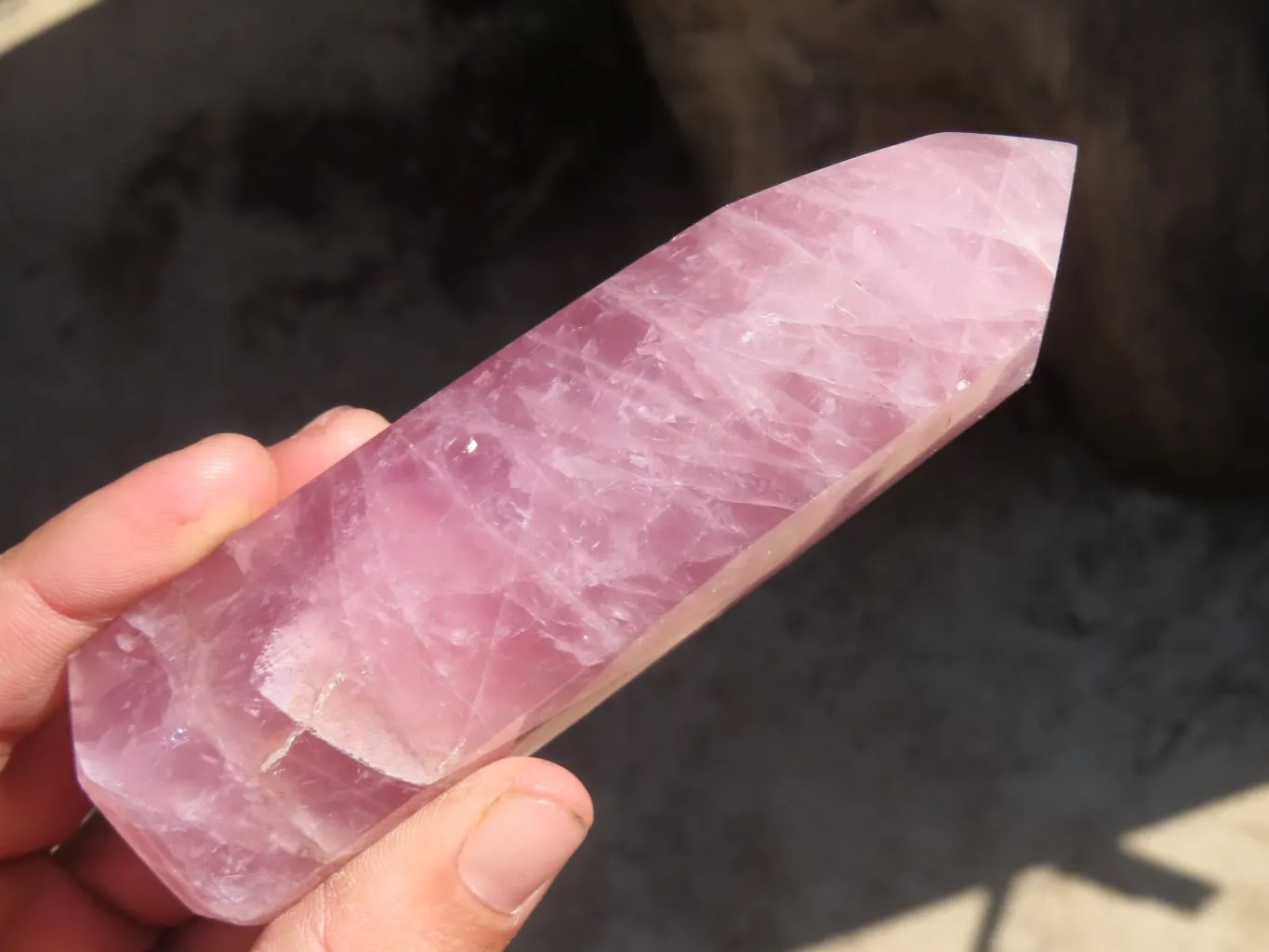 Polished Pink Rose Quartz Points & Standing Free Form x 3 From Antsirabe, Madagascar