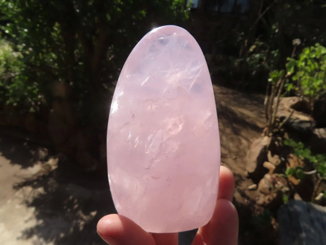 Polished Pink Rose Quartz Points & Standing Free Form x 3 From Antsirabe, Madagascar