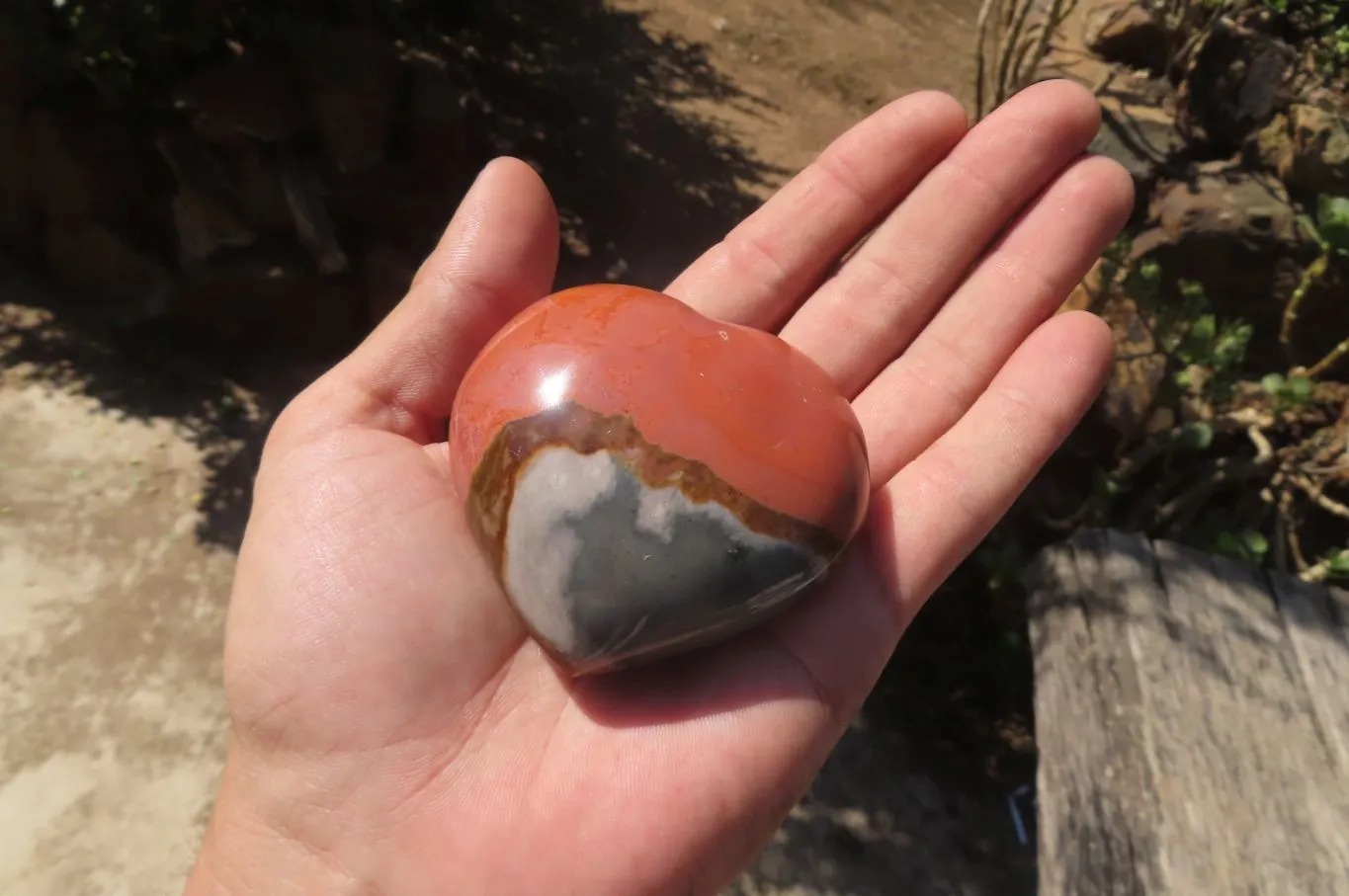 Polished Polychrome Jasper Gemstone Hearts x 6 From Madagascar