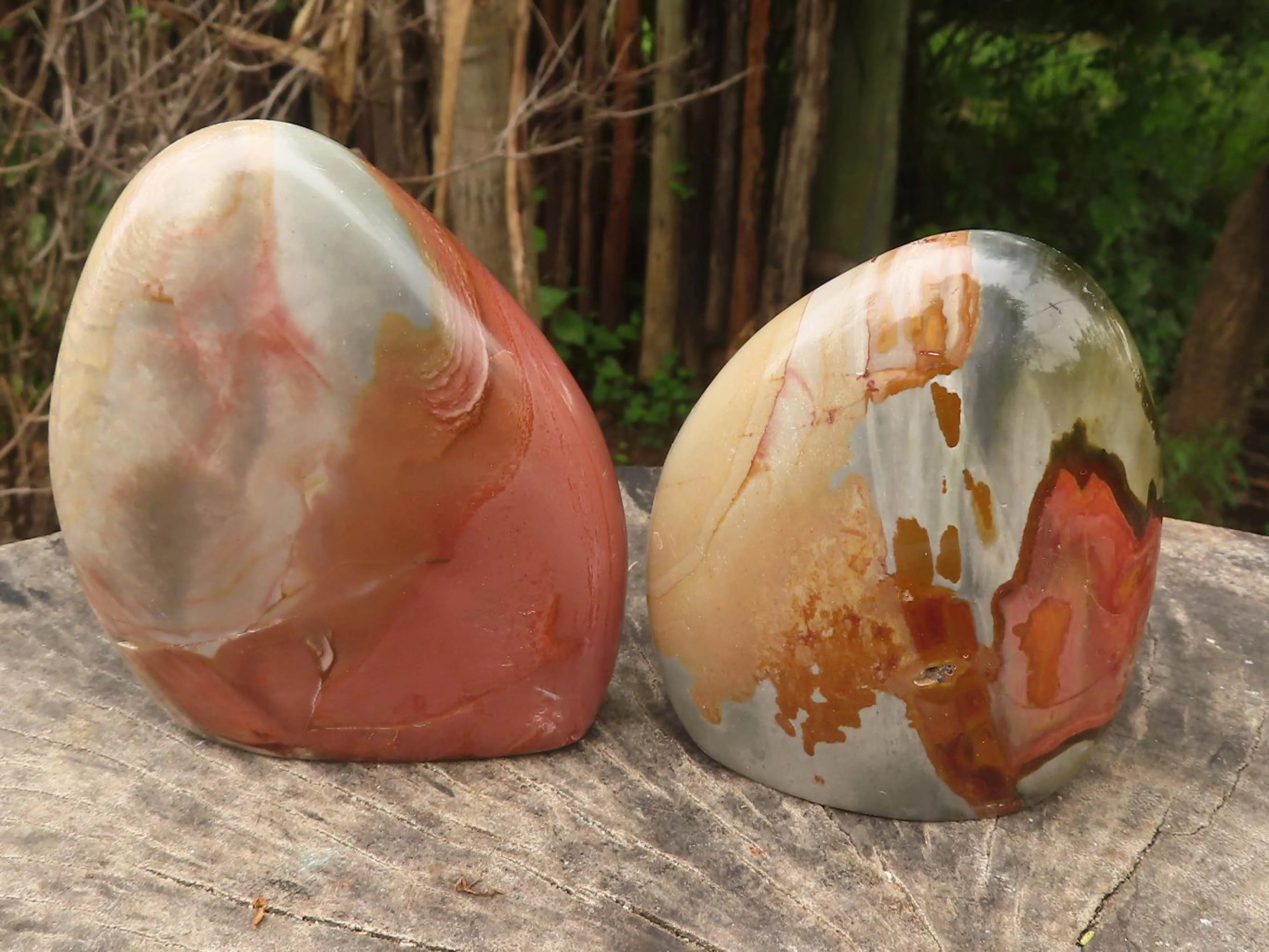 Polished Polychrome / Picasso Jasper Standing Free Forms  x 3 From Madagascar