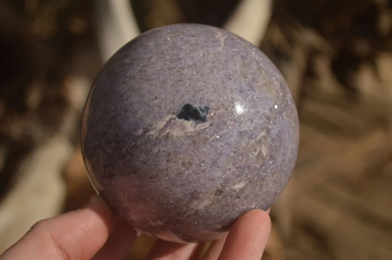 Polished  Purple Lepidolite Spheres With Rubellite On One  x 2 From Zimbabwe