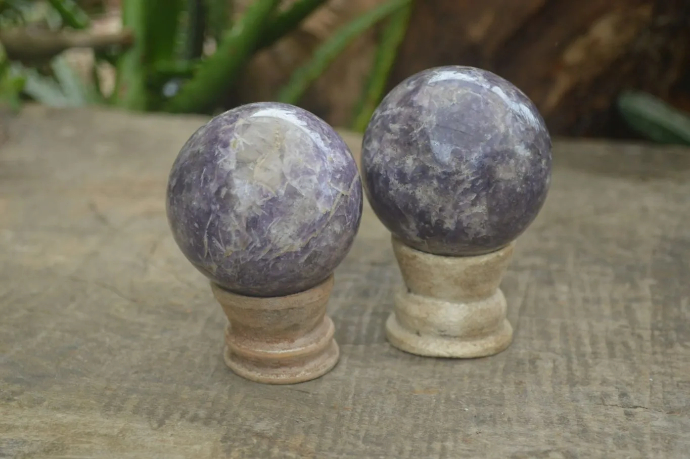 Polished Purple Rubellite Spheres (Some With Rubellite) x 6 From Madagascar