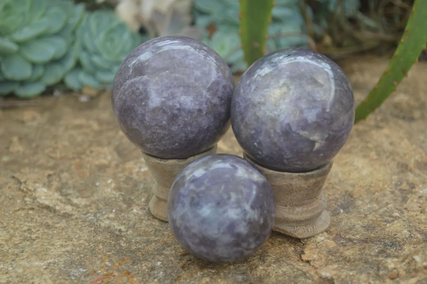 Polished Purple Rubellite Spheres (Some With Rubellite) x 6 From Madagascar