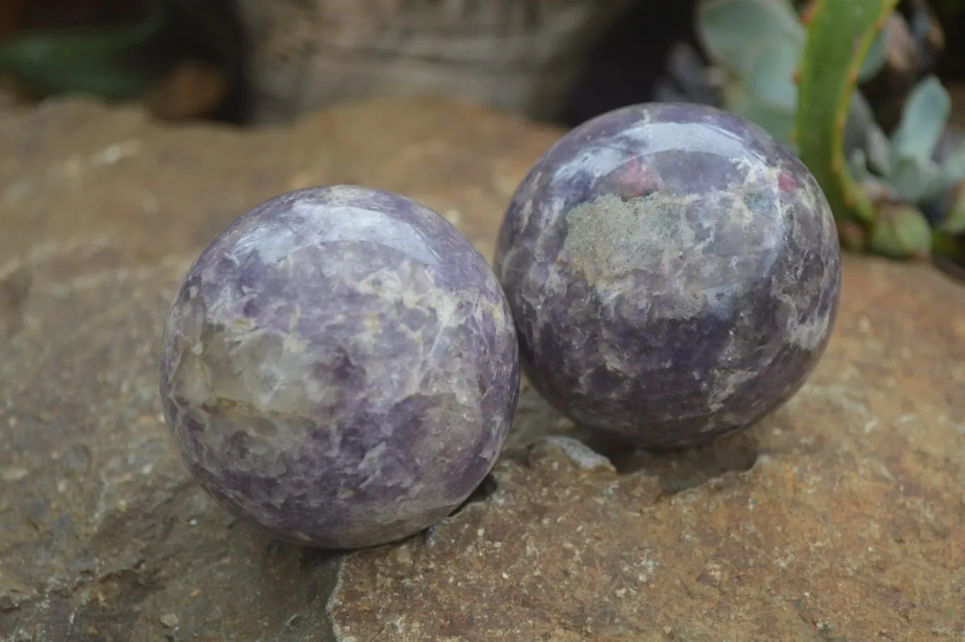 Polished Purple Rubellite Spheres (Some With Rubellite) x 6 From Madagascar